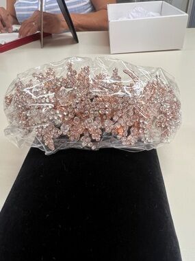 Rose Gold Crystal Floral Tiara